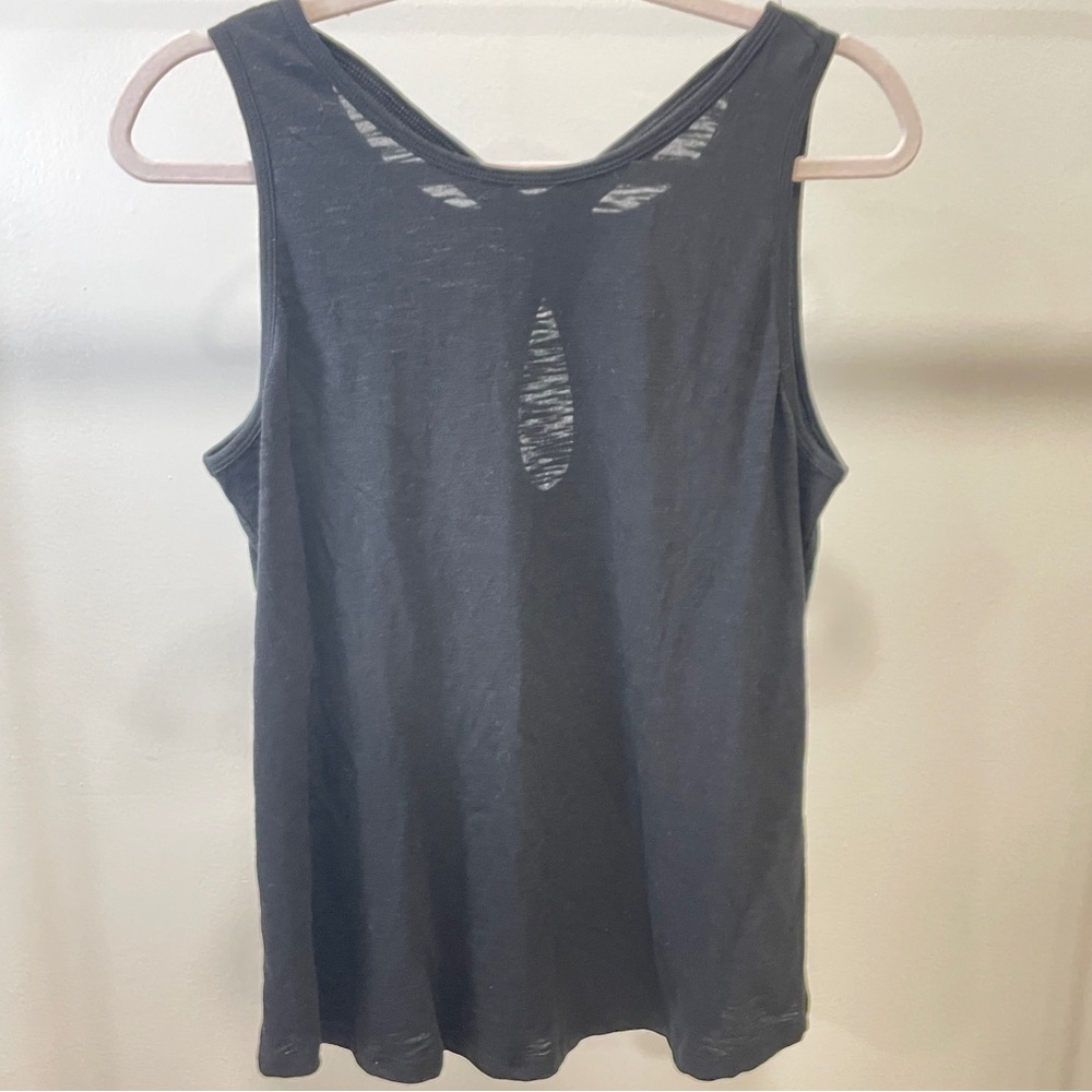 White House Black Market Black Sleeveless Tank Top Medium Cris Cross Back Light